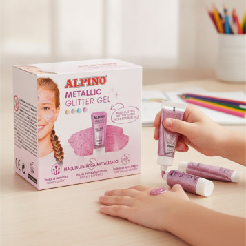 ▷ MAQUILLAJE ROSA METALIZADO ESTUCHE 6 GLITTER GEL | Taine - Imagen 2