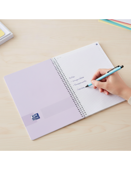▷ CUADERNO OXFORD ESPIRAL MICROPERFORADO A4+ 5X5 160 HOJAS TP PASTEL LIVEyGO | Taine - Imagen 2