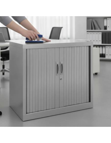 ▷ ARMARIO ROCADA METÁLICO PERSIANA 70 x 80 x 45 cm RAL 9006 INCLUYE 1 BALDA | Taine - Imagen 2
