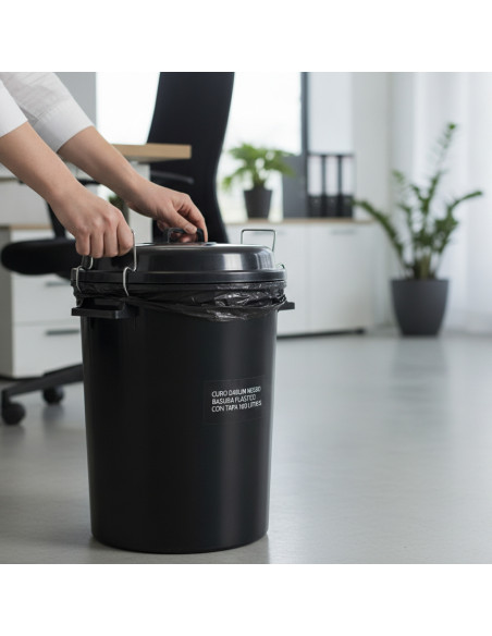 ▷ CUBO DARLIM NEGRO BASURA PLÁSTICO CON TAPA 100 LITROS | Taine - Imagen 2
