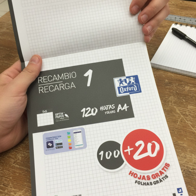 ▷ RECAMBIO OXFORD 100+20H A4 5X5 NEGRO BANDA | Taine - Imagen 2
