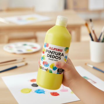 ▷ PINTURA DE DEDOS BOTELLA 500 ML AMARILLO CLARO MASATS | Taine - Imagen 2