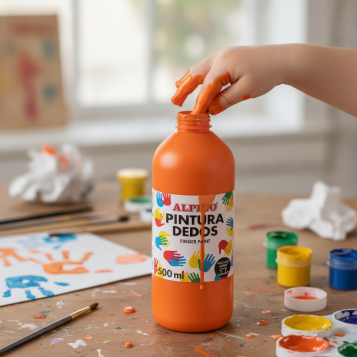 ▷ PINTURA DE DEDOS BOTELLA 500 ML NARANJA MASATS | Taine - Imagen 2