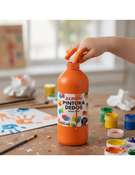 ▷ PINTURA DE DEDOS BOTELLA 500 ML NARANJA MASATS | Taine - Imagen 2