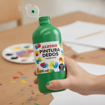 ▷ PINTURA DE DEDOS BOTELLA 500 ML VERDE PRADO MASATS | Taine - Imagen 2