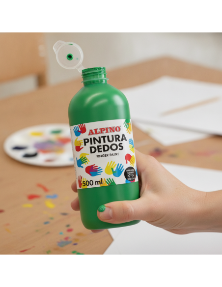 ▷ PINTURA DE DEDOS BOTELLA 500 ML VERDE PRADO MASATS | Taine - Imagen 2