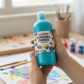 ▷ PINTURA DE DEDOS BOTELLA 500 ML AZUL CYAN MASATS | Taine - Imagen 2