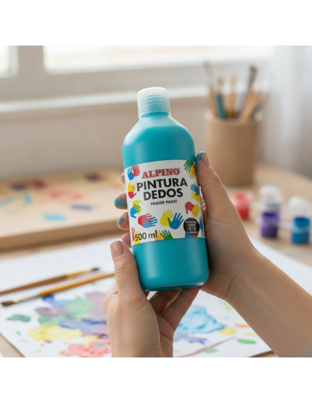 ▷ PINTURA DE DEDOS BOTELLA 500 ML AZUL CYAN MASATS | Taine - Imagen 1