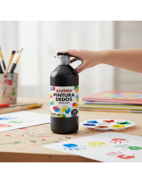 ▷ PINTURA DE DEDOS BOTELLA 500 ML NEGRO MASATS | Taine - Imagen 2