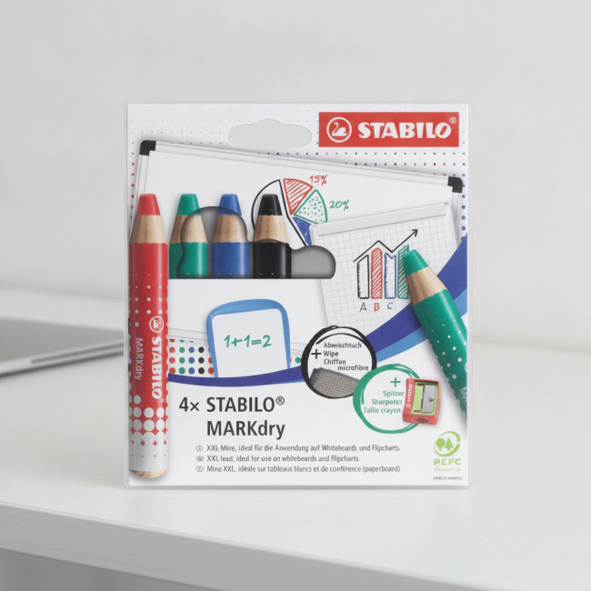 ▷ MARCADOR STABILO MARKDR4 UDS+PAÑO D,LIMPIEZA+SACAPUNTAS STABILO | Taine - Imagen 2
