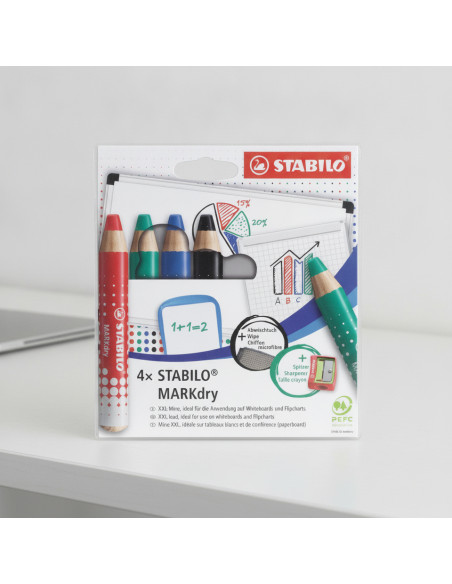 ▷ MARCADOR STABILO MARKDR4 UDS+PAÑO D,LIMPIEZA+SACAPUNTAS STABILO | Taine - Imagen 2