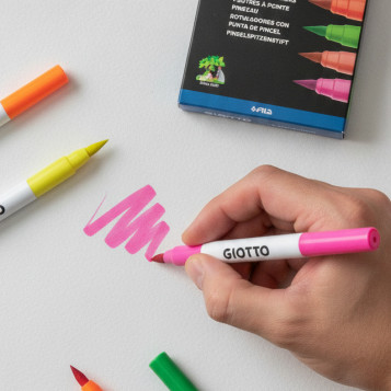 ▷ ROTULADORES GIOTTO 6 UDS FLUOR BRUSH PEN | Taine - Imagen 2