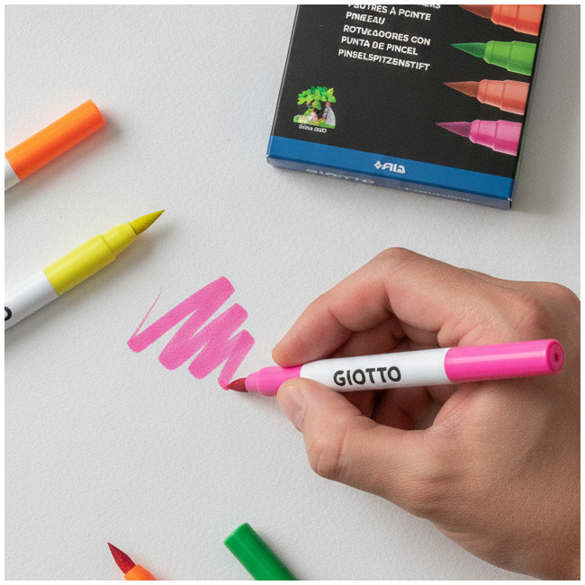 ▷ ROTULADORES GIOTTO 6 UDS FLUOR BRUSH PEN | Taine - Imagen 2