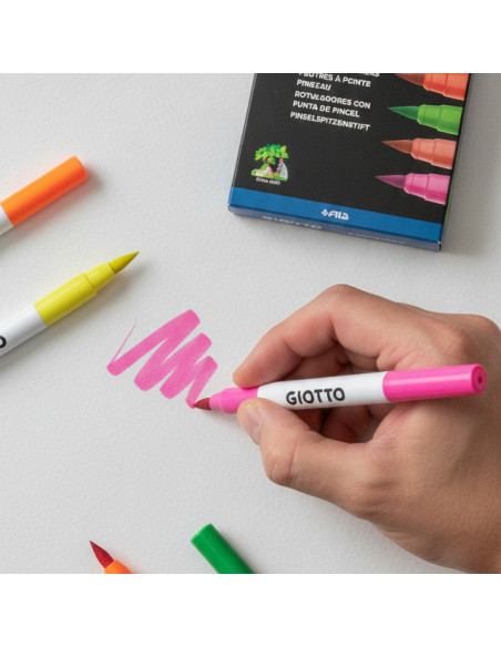 ▷ ROTULADORES GIOTTO 6 UDS FLUOR BRUSH PEN | Taine - Imagen 2