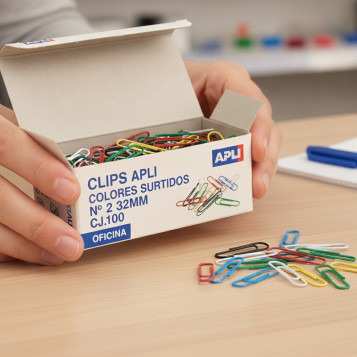 ▷ CLIPS APLI COLORES SURTIDOS Nº 2 32MM CJ.100 | Taine - Imagen 2