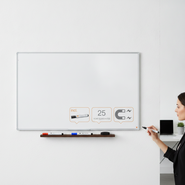 ▷ PIZARRA NOBO PREMIUM PLUS DE FORMATO PANORÁMICO ACERO LACADO DE 32" 71X40CM BLAN | Taine - Imagen 2