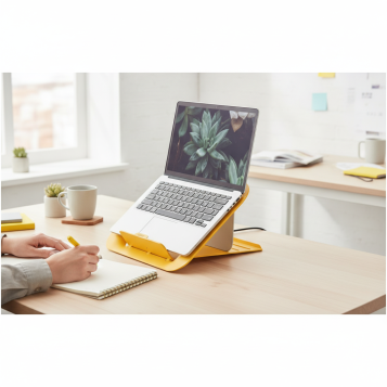 ▷ SOPORTE LEITZ ORDENADOR PORTÁTIL AJUSTABLE ERGO COSY, AMARILLO | Taine - Imagen 2