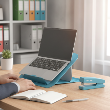 ▷ SOPORTE LEIZT ORDENADOR PORTÁTIL AJUSTABLE ERGO COSY, AZUL | Taine - Imagen 2