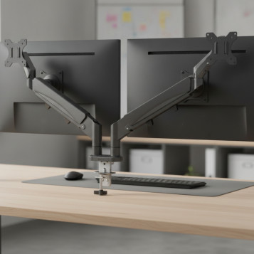 ▷ BRAZO LEITZ PARA MONITOR DUAL ERGO SPACESAVING, RIS OSCURO | Taine - Imagen 2