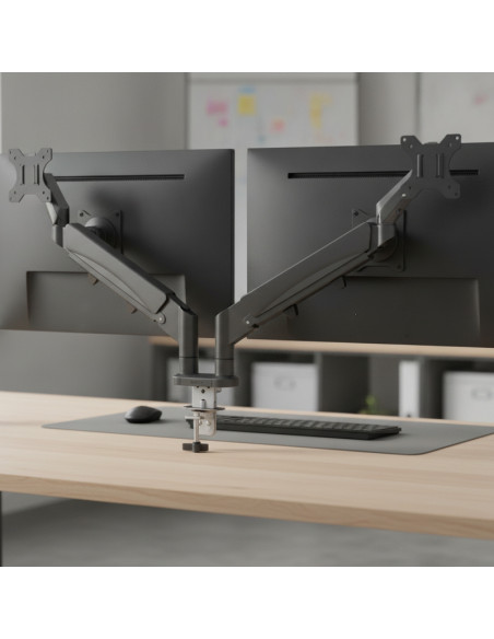 ▷ BRAZO LEITZ PARA MONITOR DUAL ERGO SPACESAVING, RIS OSCURO | Taine - Imagen 2