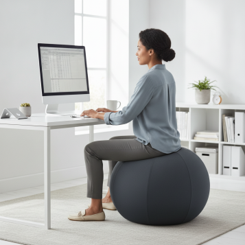 ▷ BALÓN LEITZ DE ASIENTO ACTIVE DE 65CM ANTIDESLIZANTE, GRIS OSCURO | Taine - Imagen 2
