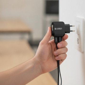 ▷ CARGADOR SUBBLIM USB VIAJE/PARED 2XSUB+CABLE 3 EN 1 NEGRO | Taine - Imagen 2