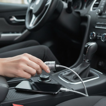 ▷ CARGADOR SUBBLIM COCHE 2XUSB DUAL 2.4A + CABLE 3 IN1 PLATA | Taine - Imagen 2