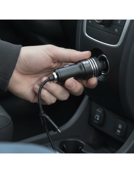 ▷ CARGADOR SUBBLIM COCHE 2XUSB DUAL 2.4A + CABLE 3 IN1 NEGRO | Taine - Imagen 2
