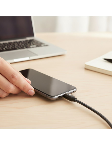 ▷ CABLES SUBBLIM PACK 2 USB TIPO C 3.0A NEGRO/PLATAR | Taine - Imagen 2