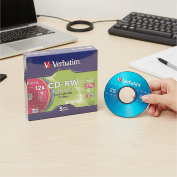 ▷ CD-RW VERBATIM 700MB 8X-10X SIIM COLORES (PACK 5UDS) | Taine - Imagen 2