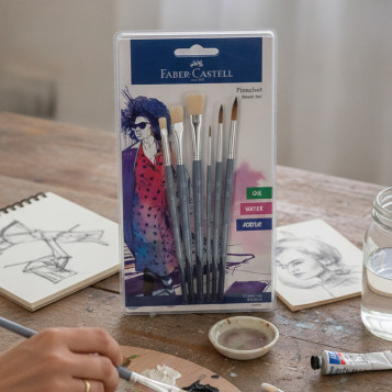 ▷ PINCELES FABER CASTEL SET 6 UDS REDONDOS/PLANOS OIL/WATER/ACRYLIC FABER | Taine - Imagen 2