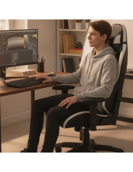 ▷ SILLA PIQUERAS GAMING PARAISO SIMILPIEL NEGRO/BLANCO | Taine - Imagen 2