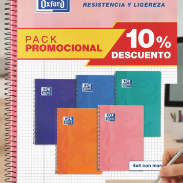 ▷ PACK 4+1 CUADERNO OXFORD FOLIO 80H 90GR 4MM TB V | Taine - Imagen 2