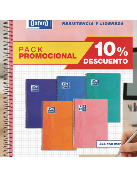 ▷ PACK 4+1 CUADERNO OXFORD FOLIO 80H 90GR 4MM TB V | Taine - Imagen 2