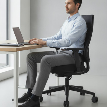 ▷ SILLA ROCADA OFICINA C.ASIENTO TAPIZADO NEGRO / RESPALDO MALLA NEGRA BRAZOS | Taine - Imagen 2