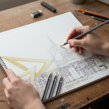 ▷ BLOC PACSA DIBUJO ESPIRAL ART 20H 2 TALADROS 140G Fº PROL. LISO C/RECUADRO | Taine - Imagen 2