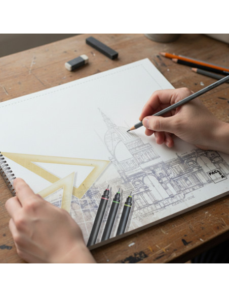 ▷ BLOC PACSA DIBUJO ESPIRAL ART 20H 2 TALADROS 140G Fº PROL. LISO C/RECUADRO | Taine - Imagen 2