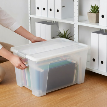 ▷ CAJA ARCHIVO 2000 ALMACENAJE CON TAPA Y RUEDAS 52 L 400X570X320 MM CRISTAL | Taine - Imagen 2