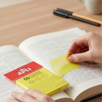 ▷ NOTAS APLI ADHESIVAS TRANSPARENTES AMARILLO 50H 75X75MM | Taine - Imagen 2