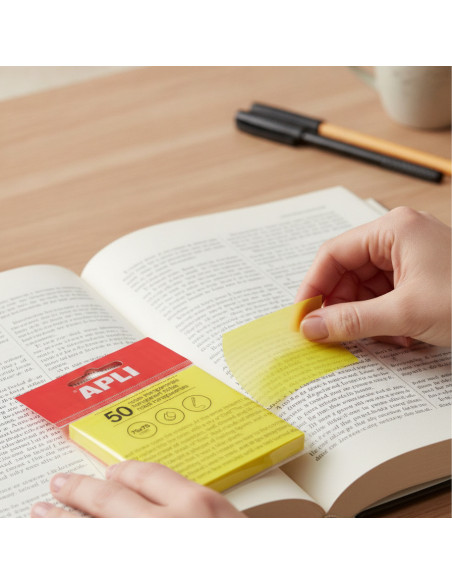 ▷ NOTAS APLI ADHESIVAS TRANSPARENTES AMARILLO 50H 75X75MM | Taine - Imagen 2