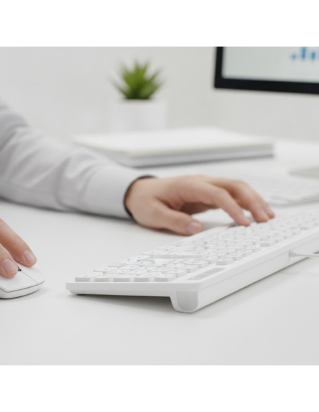 ▷ TECLADO+RATON SUBBLIM BUSINESS SLIM SILENCIOSO C.CABLE USB BLANCO | Taine - Imagen 2
