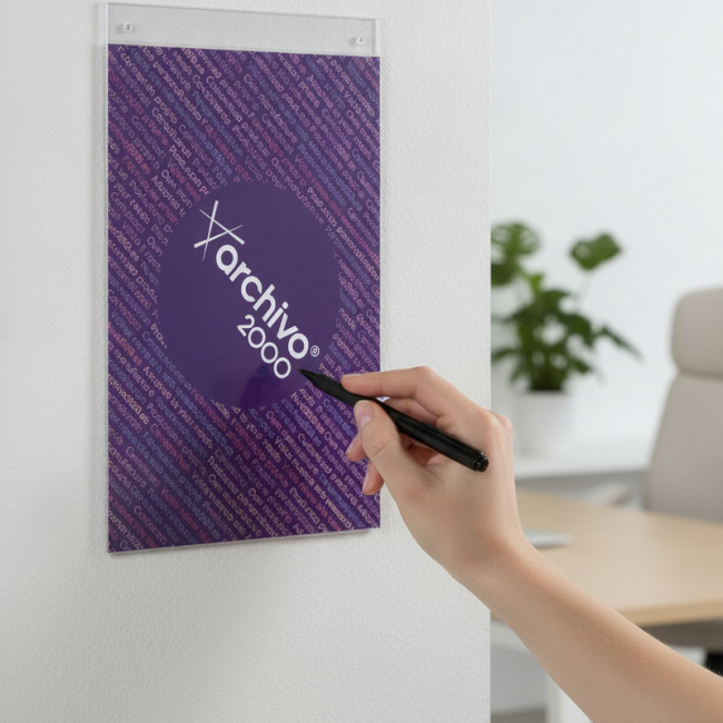 ▷ EXPOSITOR MURAL TRANSPARENTE CON 2 TALADROS A5 VERTICAL | Taine - Imagen 2