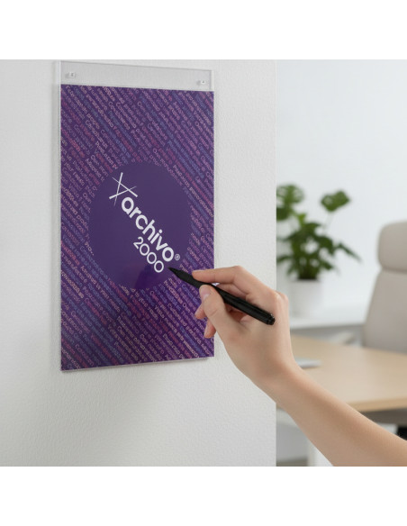 ▷ EXPOSITOR MURAL TRANSPARENTE CON 2 TALADROS A5 VERTICAL | Taine - Imagen 2