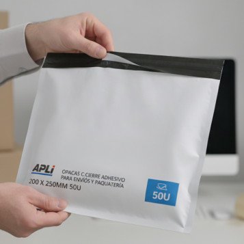 ▷ BOLSAS APLI OPACAS C.CIERRE ADHESIVO PARA ENVÍOS Y PAQUETERÍA -200 X 250MM 50U | Taine - Imagen 2