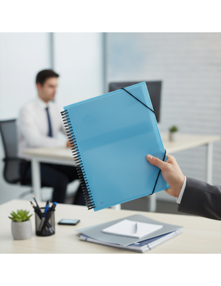 ▷ CARPETA PARDO AZUL FOLIO 80 FUNDAS ESPIRAL STUDIO STYLE | Taine - Imagen 2