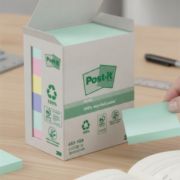 ▷ NOTAS ADHESIVAS POST-IT RECICLADAS PASTEL 6 BLOCS 100H 38x51MM (7100259445) | Taine - Imagen 2