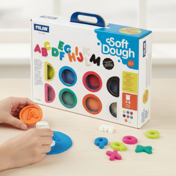 ▷ MALETIN MILAN 8 BOTES 59 G PASTA BLANDA SOFT DOUGH C HERRAMIENTAS MUCHAS LETRAS | Taine - Imagen 2