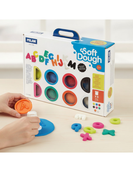 ▷ MALETIN MILAN 8 BOTES 59 G PASTA BLANDA SOFT DOUGH C HERRAMIENTAS MUCHAS LETRAS | Taine - Imagen 2