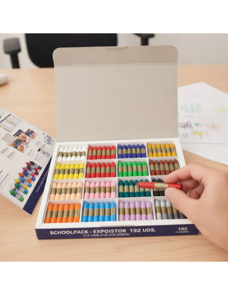 ▷ CERAS MANLEY SCHOOLPACK - EXPOSITOR 192 UDS. (12 UDS.X16 COLORES) | Taine - Imagen 2