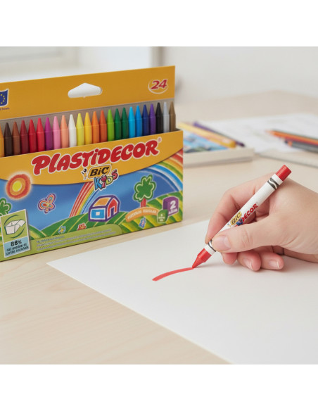 ▷ CERAS PLASTIDECOR BIC 24 UDS COLORES | Taine - Imagen 1